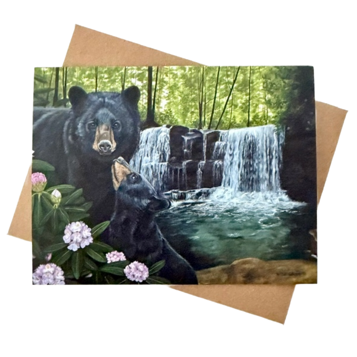 Black Bear Family Blank Notecard | Single Card or Set of 4, 8 or 20