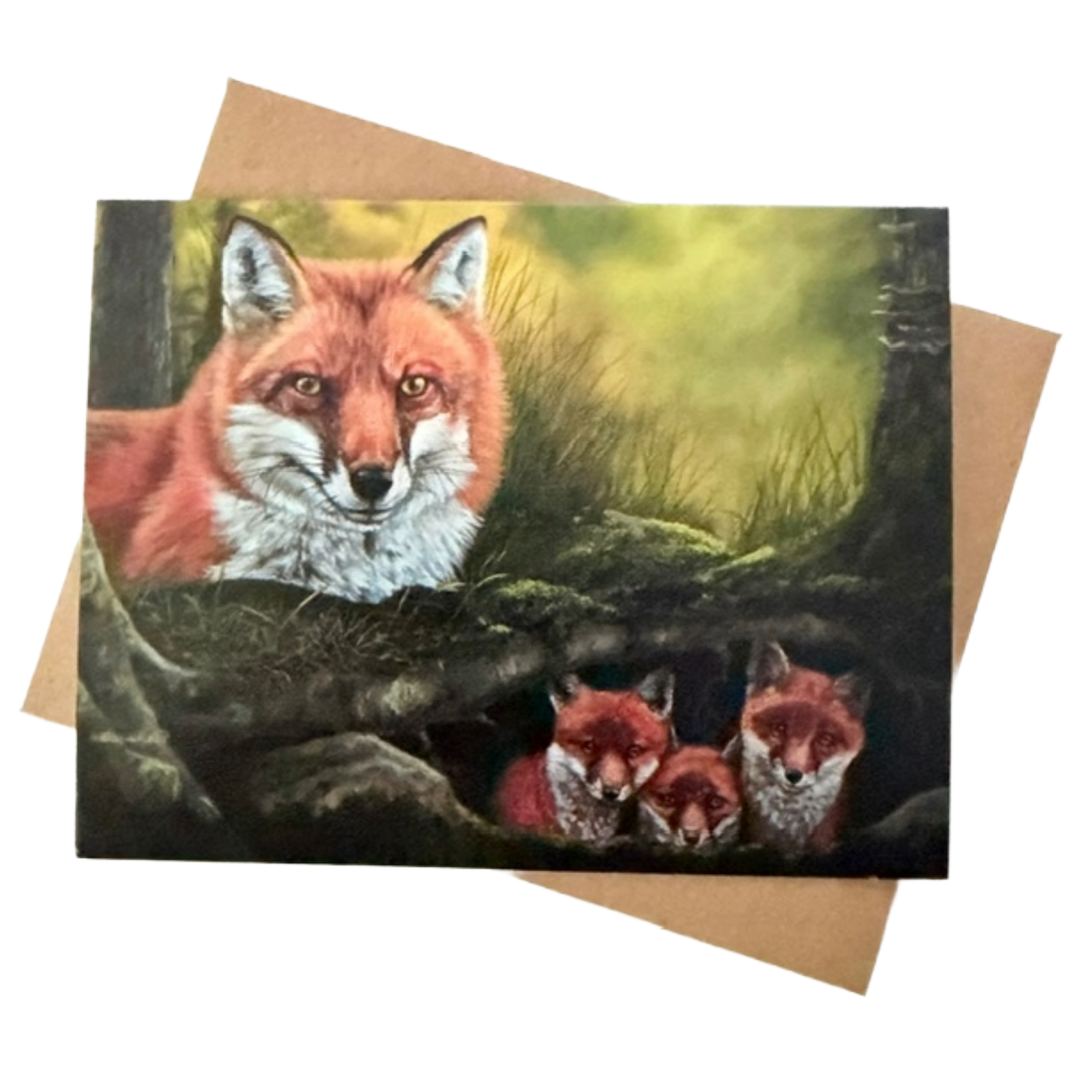 Fox Family Blank Notecard | Single Card or Set of 4, 8 or 20
