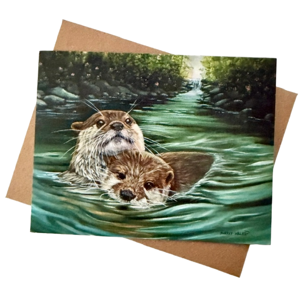 River Otters Blank Notecard | Single Card or Set of 4, 8 or 20