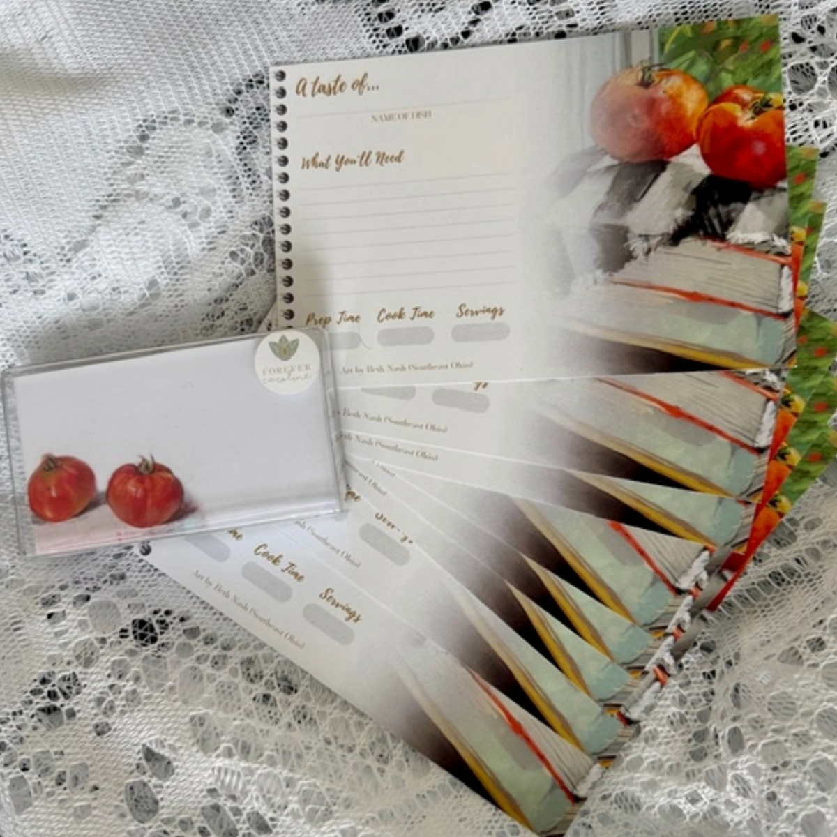 Tomato Gift Set | Set of 8 Recipe Cards and 60 "Love Notes" Tiny Cards