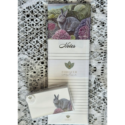 Bunny in Cabbage Patch Gift Set - Magnetic Notepad and "Love Notes" Tiny Cards