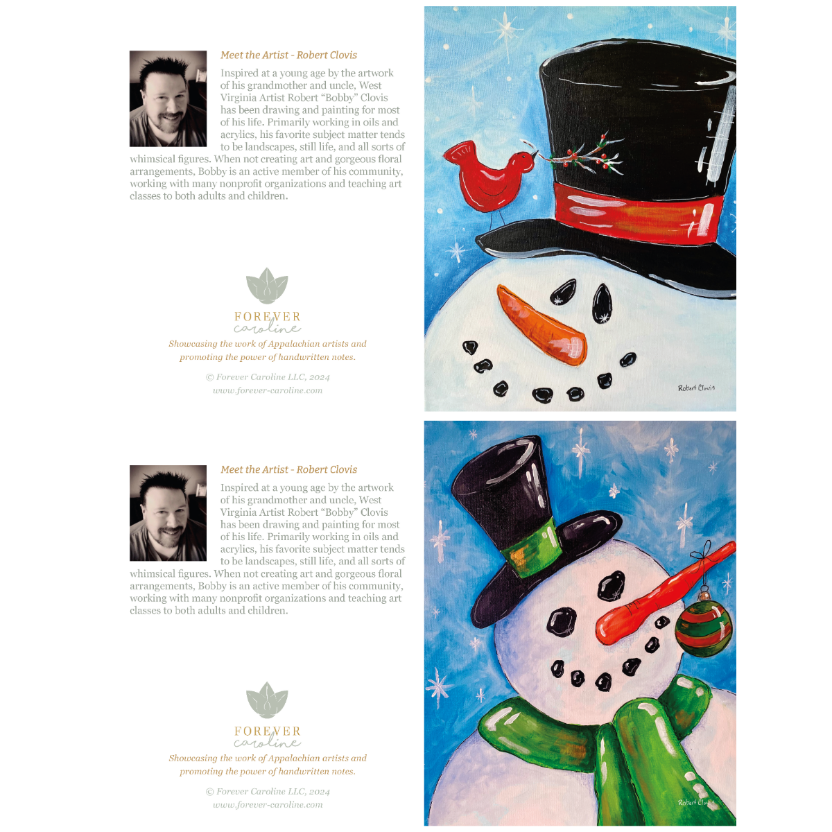 Clovis Colorful Snowmen Notecard Set