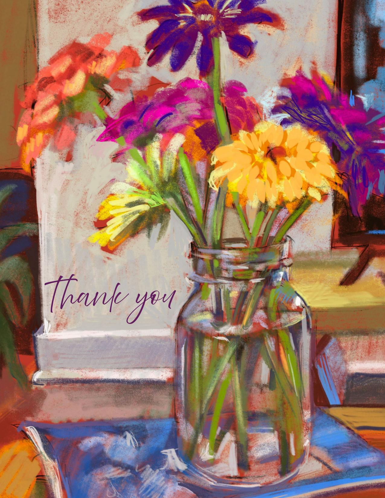 Floral Bouquet Thank You Card Set – Four Blank Cards