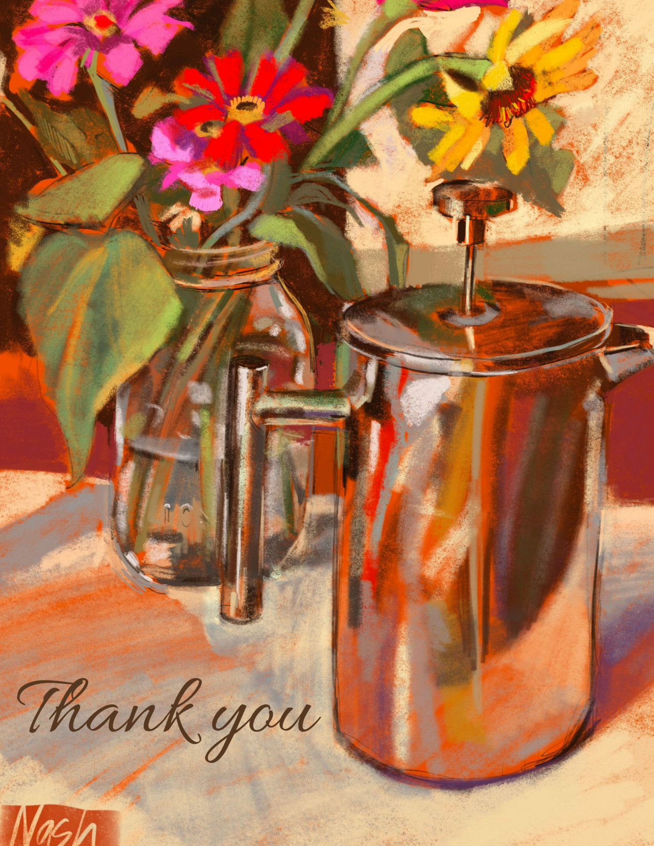 Floral Bouquet Thank You Card Set – Four Blank Cards