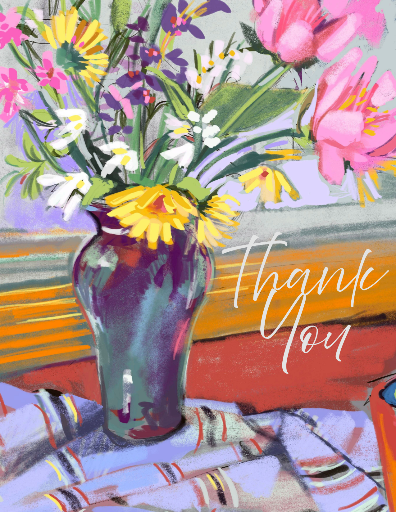 Floral Bouquet Thank You Card Set – Four Blank Cards