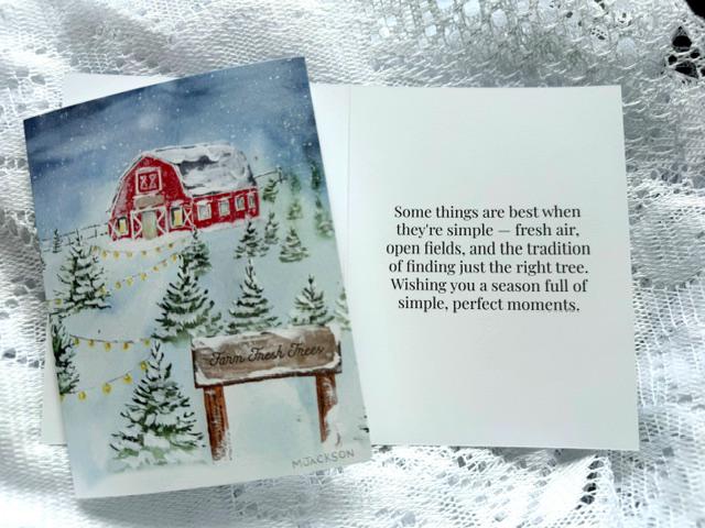 Christmas Tree Farm Holiday Greeting Card w/ Inside Message | Single Card or Boxed Set of 4, 8 or 20 Cards