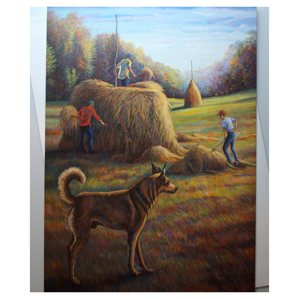 Crowder Hayfield with Dog Single Notecard