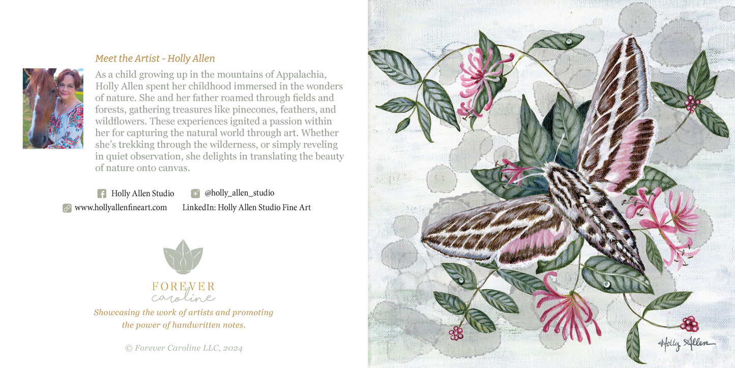 Luna and Hummingbird Moth Elegant Notecard Set | 4 Card Set