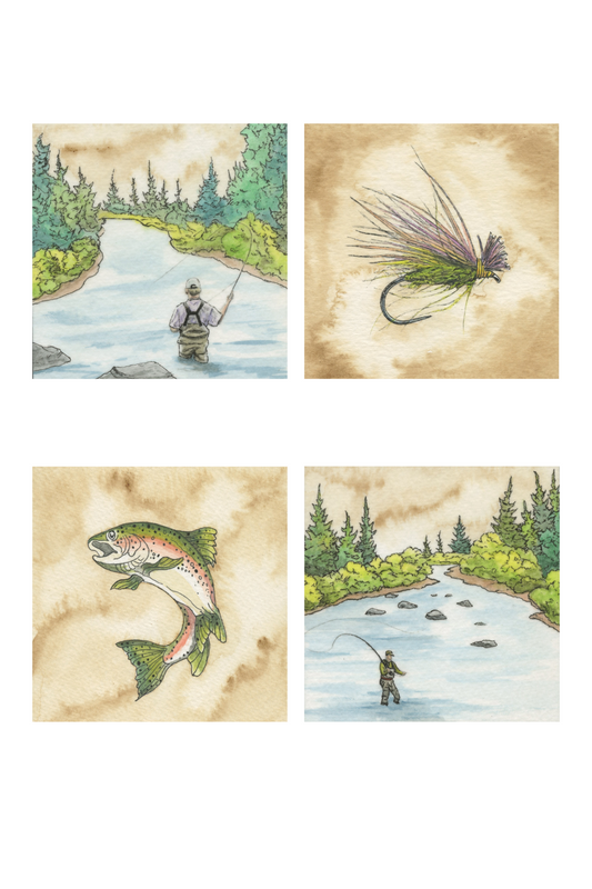 Peterson Fishing Square Notecard Set