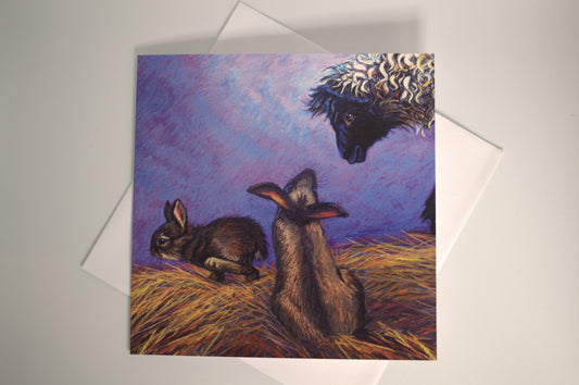 Crowder Rabbit/Sheep Single Square Notecard