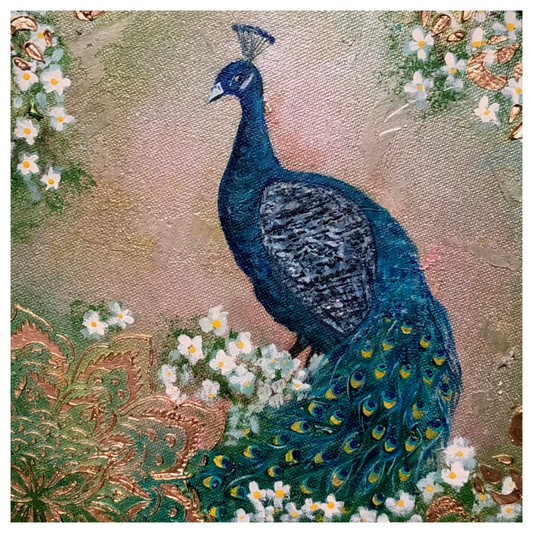 Littlejohn Colorful Peacock Square All-Occasion Notecard