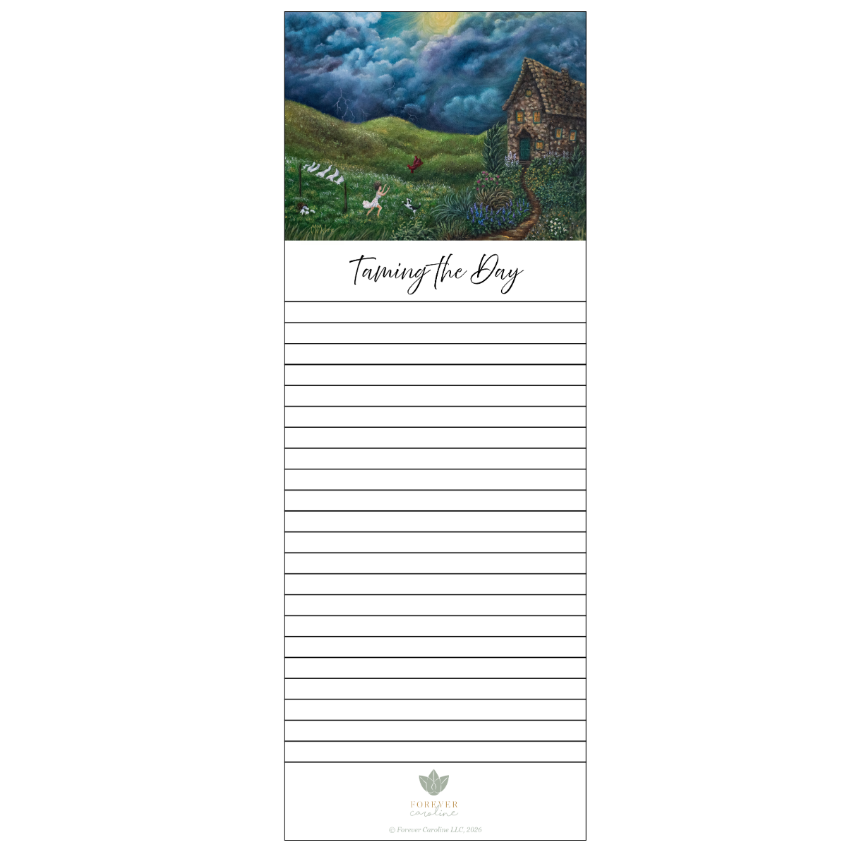 Magnetic Notepad w/ Dreamscape Artwork & "Taming the Day" Message