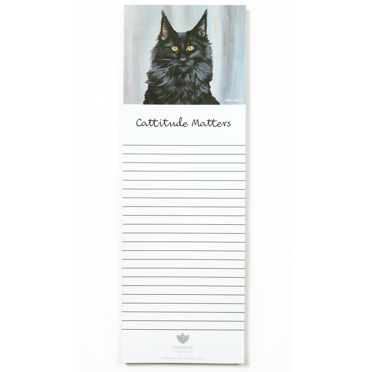 Walkup Black Cat "Cattitude Matters" Lined Magnetic Notepad