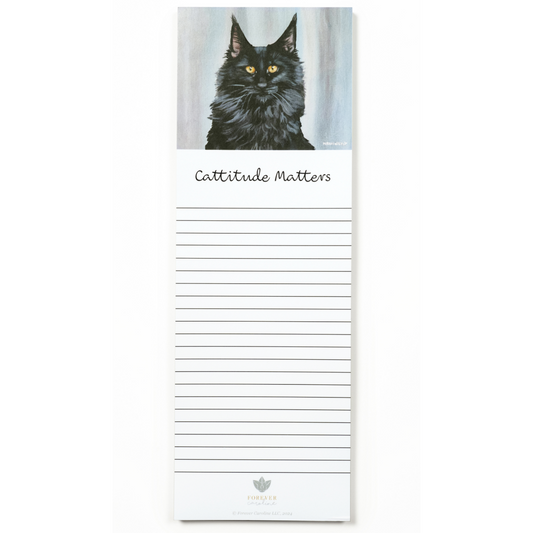 Walkup Black Cat "Cattitude Matters" Lined Magnetic Notepad