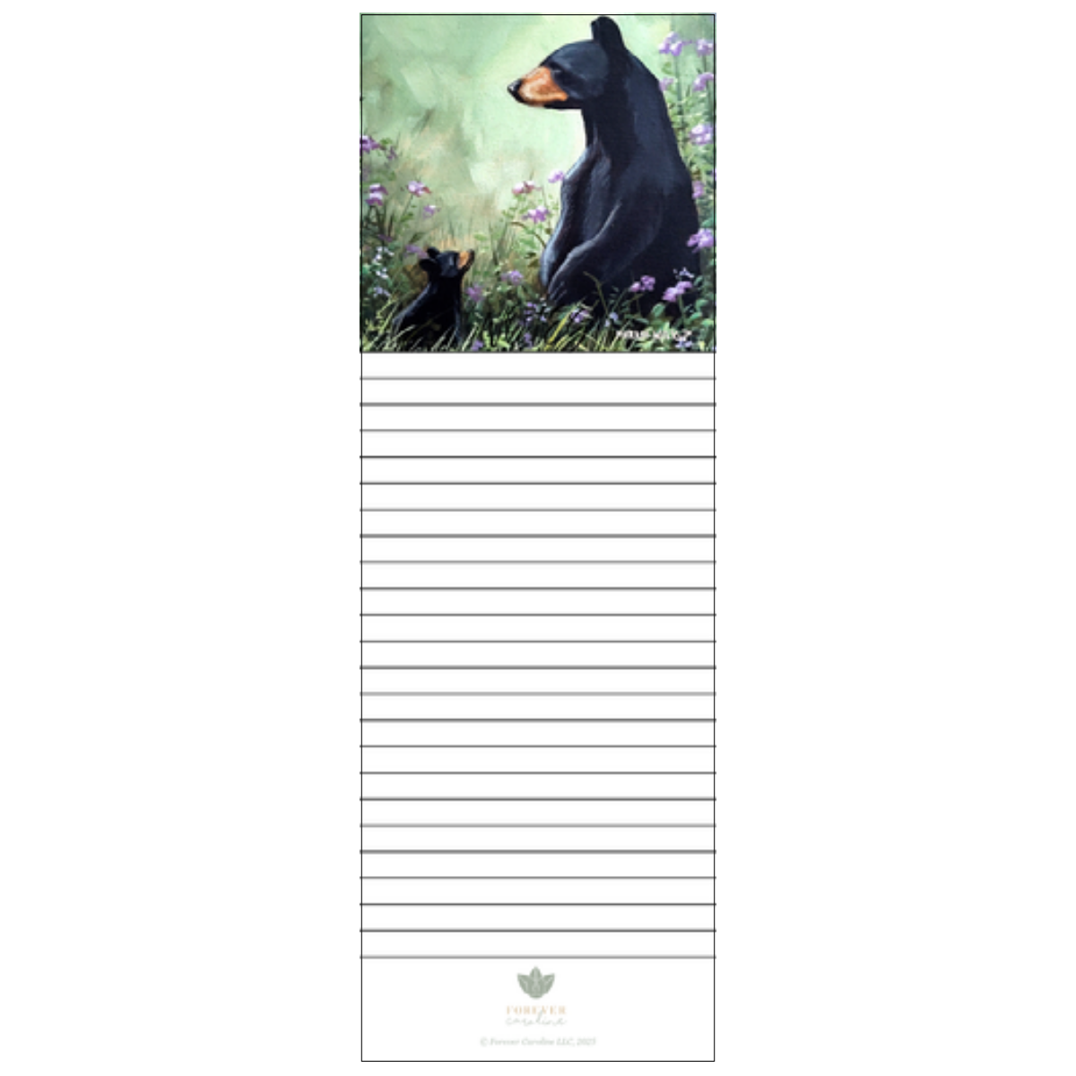 Magnetic Notepad w/ Mama Bear & Cub in a Meadow