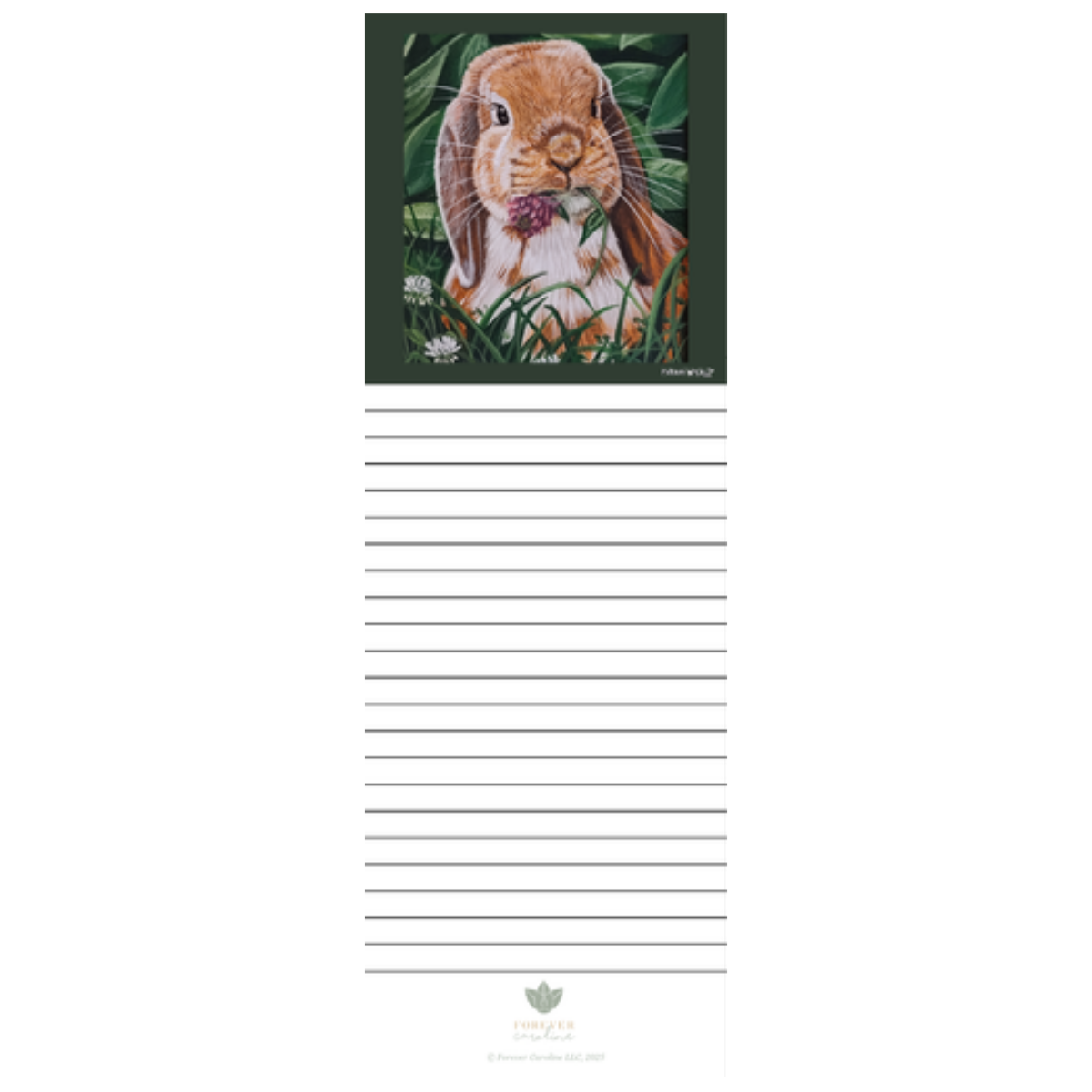 Magnetic Notepad w/ Floppy-Eared Bunny | Cute Wildlife Memo Pad