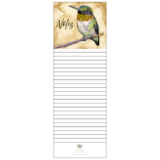 Magnetic Notepad with Whimsical Hummingbird Artwork