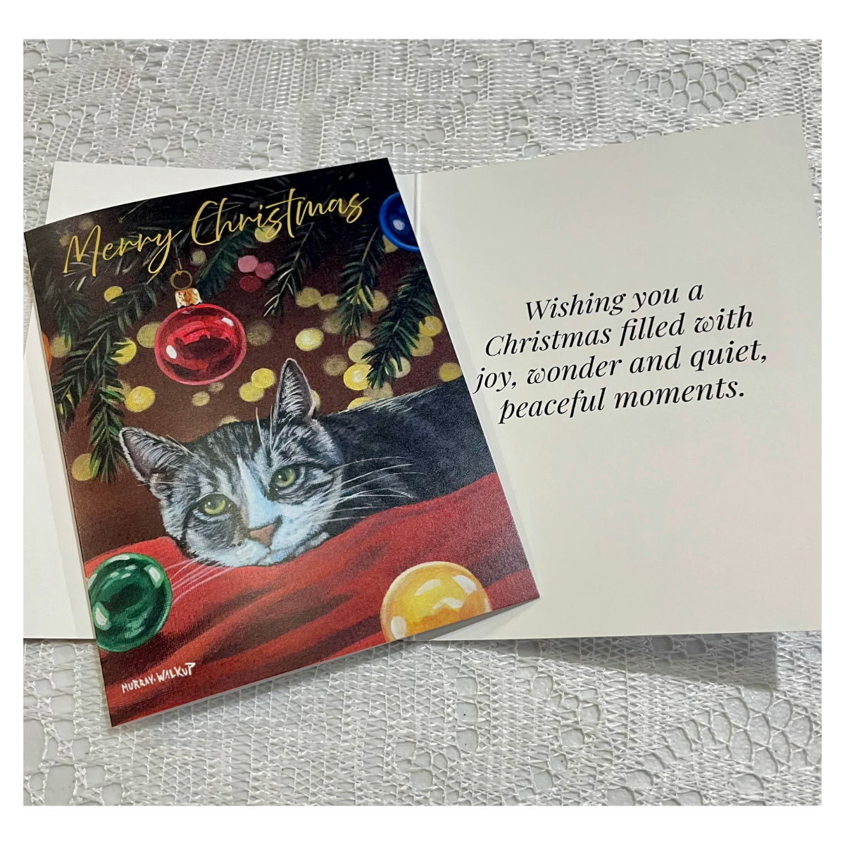 Christmas Cat Greeting Card OR Boxed Set