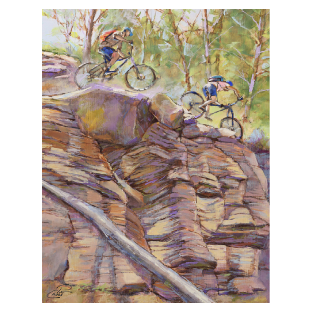 Mountain Biking Fine Art Card |  Single Card or Set of 4, 8 or 20