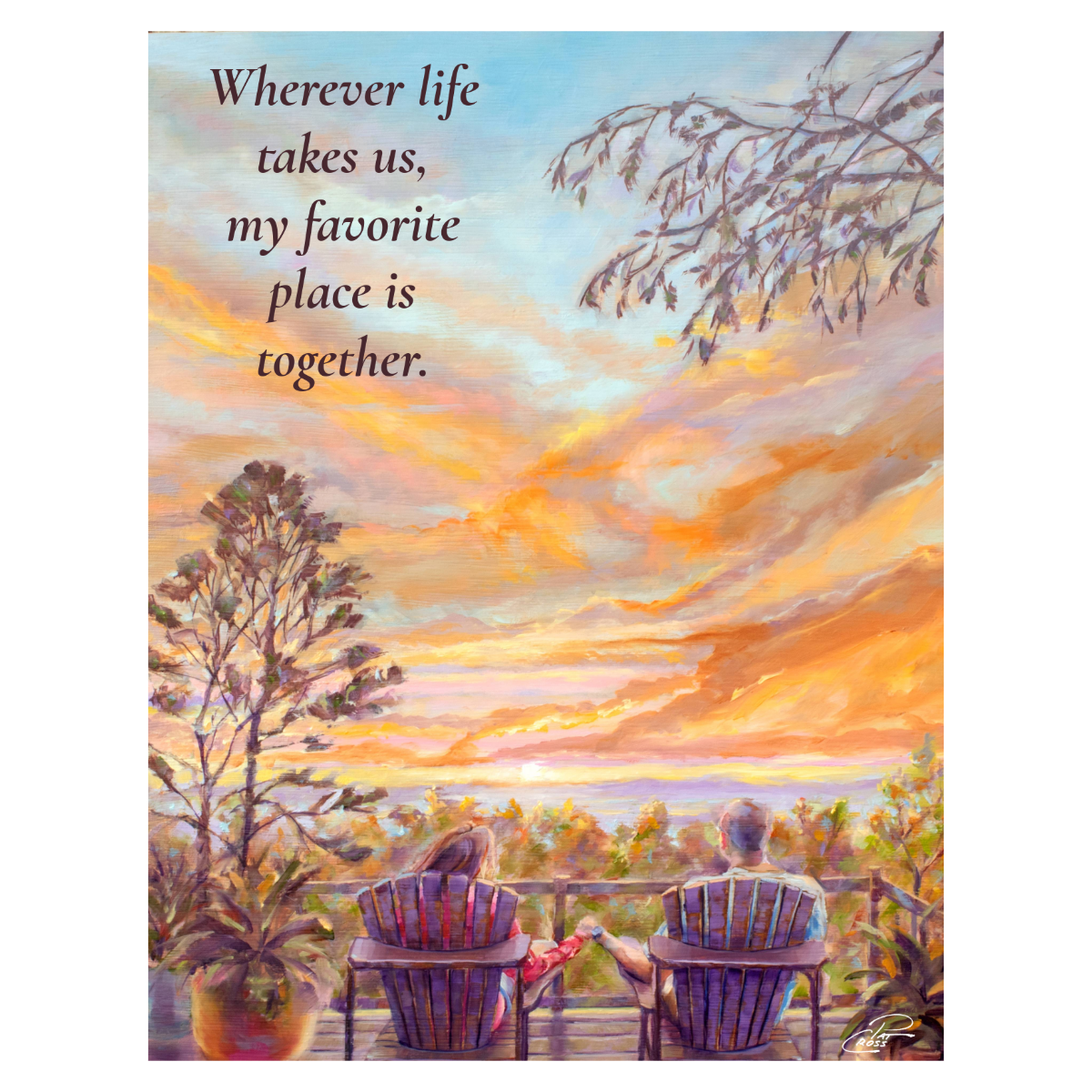 Romantic Sunset Couple Greeting Card | "Wherever Life Takes Us, My Favorite Place is Together"