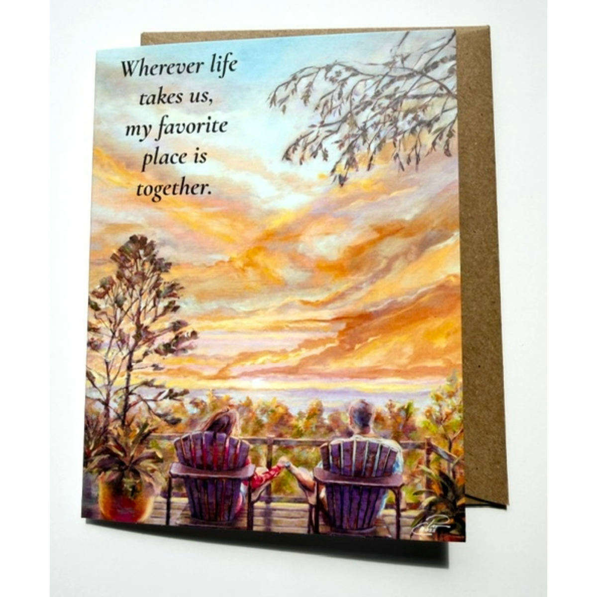 Romantic Sunset Couple Greeting Card | "Wherever Life Takes Us, My Favorite Place is Together"