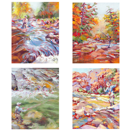 Fly Fishing Fine Art Notecard Set – Four Blank Cards