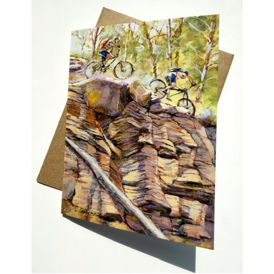 Mountain Biking Fine Art Card |  Single Card or Set of 4, 8 or 20