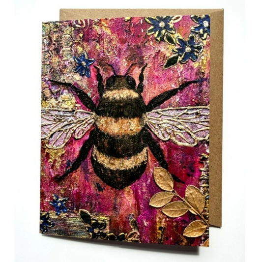 Bumblebee Beauty Mixed Media Fine Art Card |  Single Card or Set of 4, 8 or 20 (Copy)