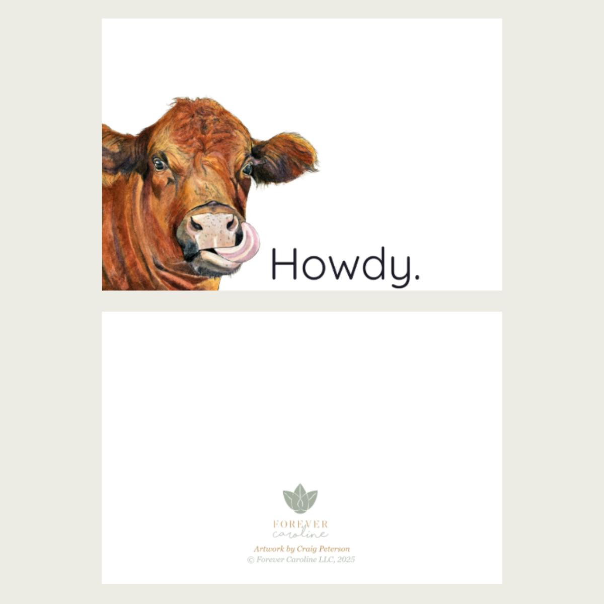 Flat Note Cards with Cow Artwork | Set of 8 Cards & Envelopes