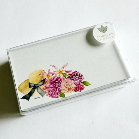 Garden Hat and Dahlia "Love Notes" Pack of 60 Tiny Cards