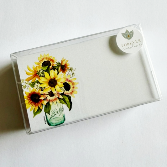 Sunflowers in Mason Jar "Love Notes" Pack of 60 Tiny Cards