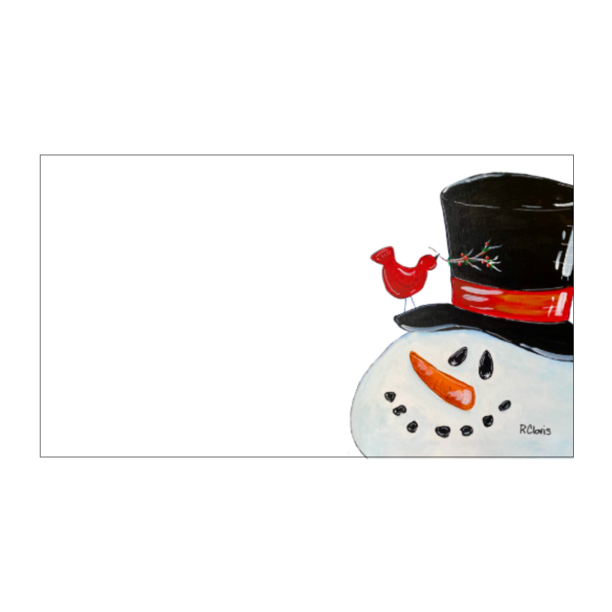 Whimsical Snowman & Red Bird "Love Notes" Pack of 60 Tiny Cards