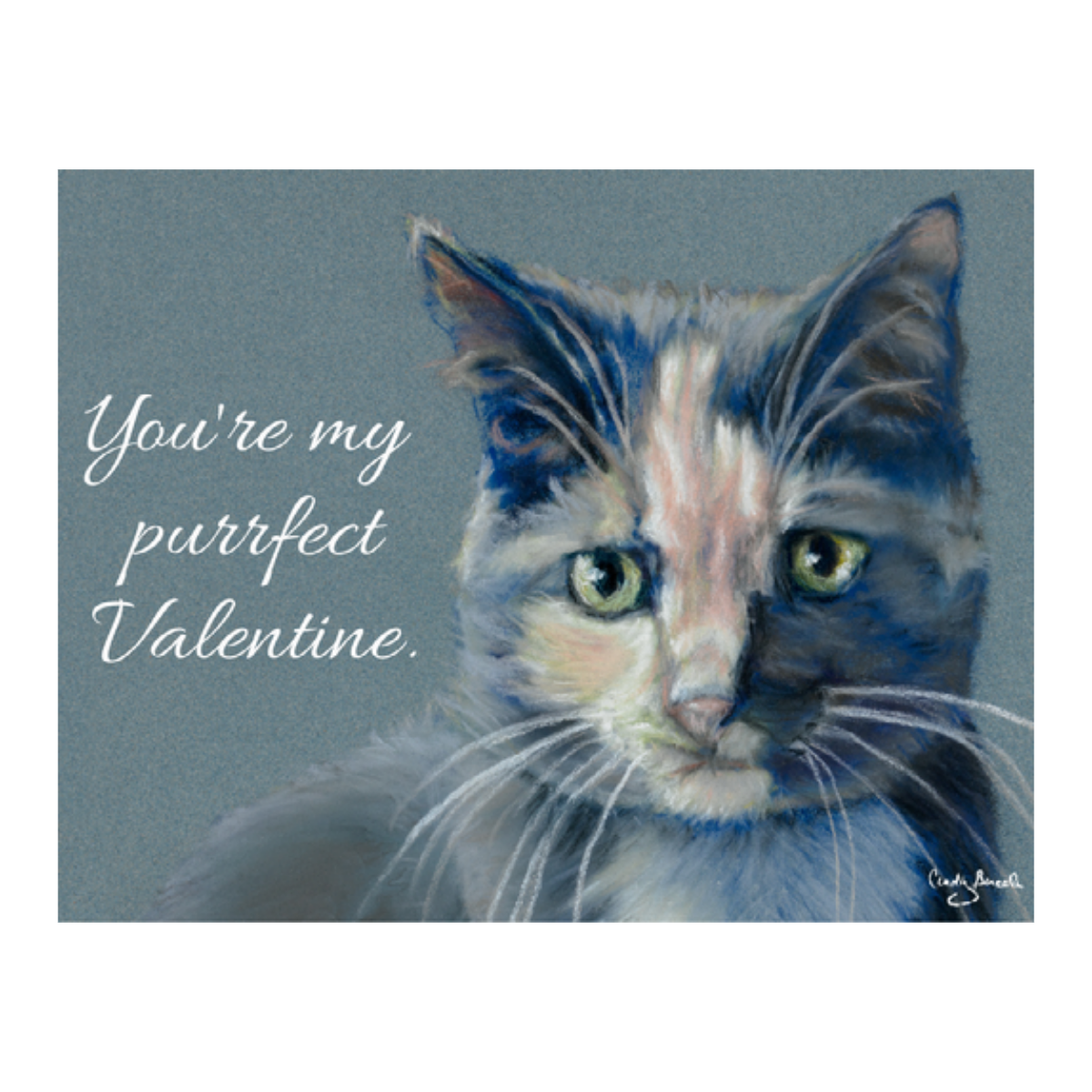 Gray Cat "You're My Purrfect Valentine" Valentine's Day Card