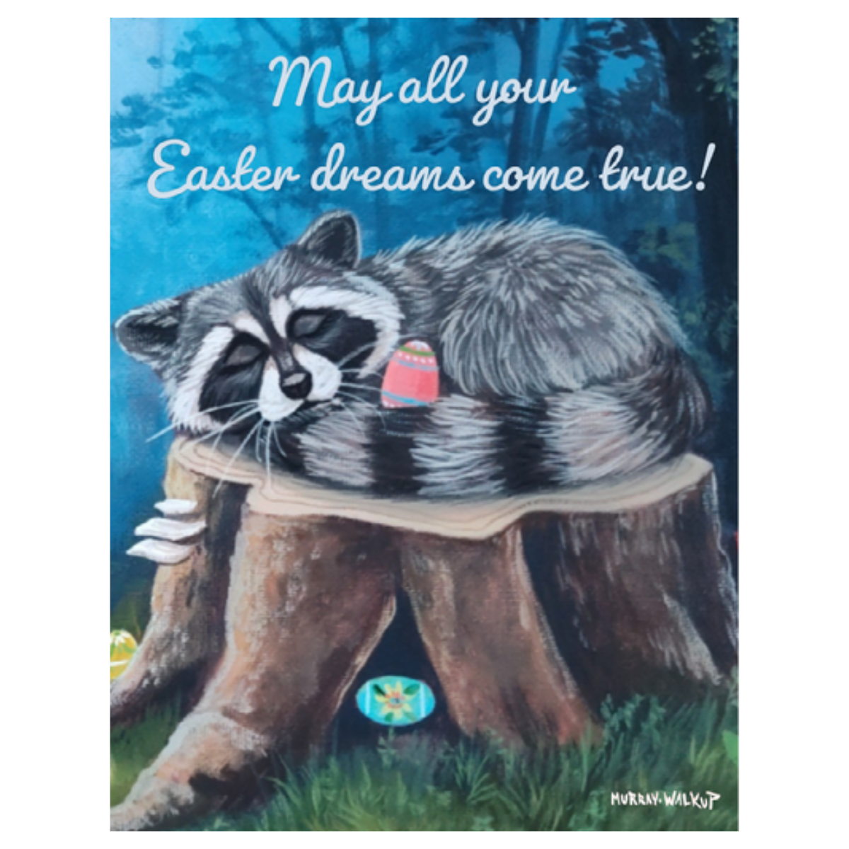 Whimsical Raccoon Easter Greeting Card