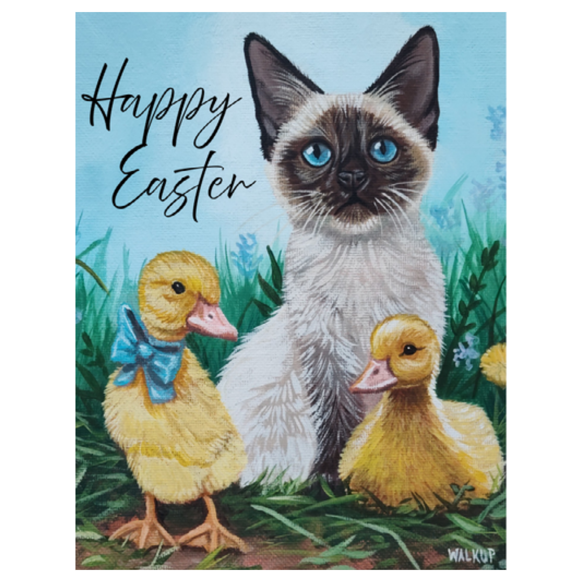 Siamese Kitten & Ducklings "Happy Easter" Greeting Card