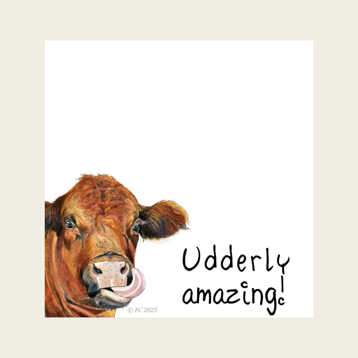 Sticky Notes w/ Cow Painting and "Udderly Amazing" Message | 50 Sheets