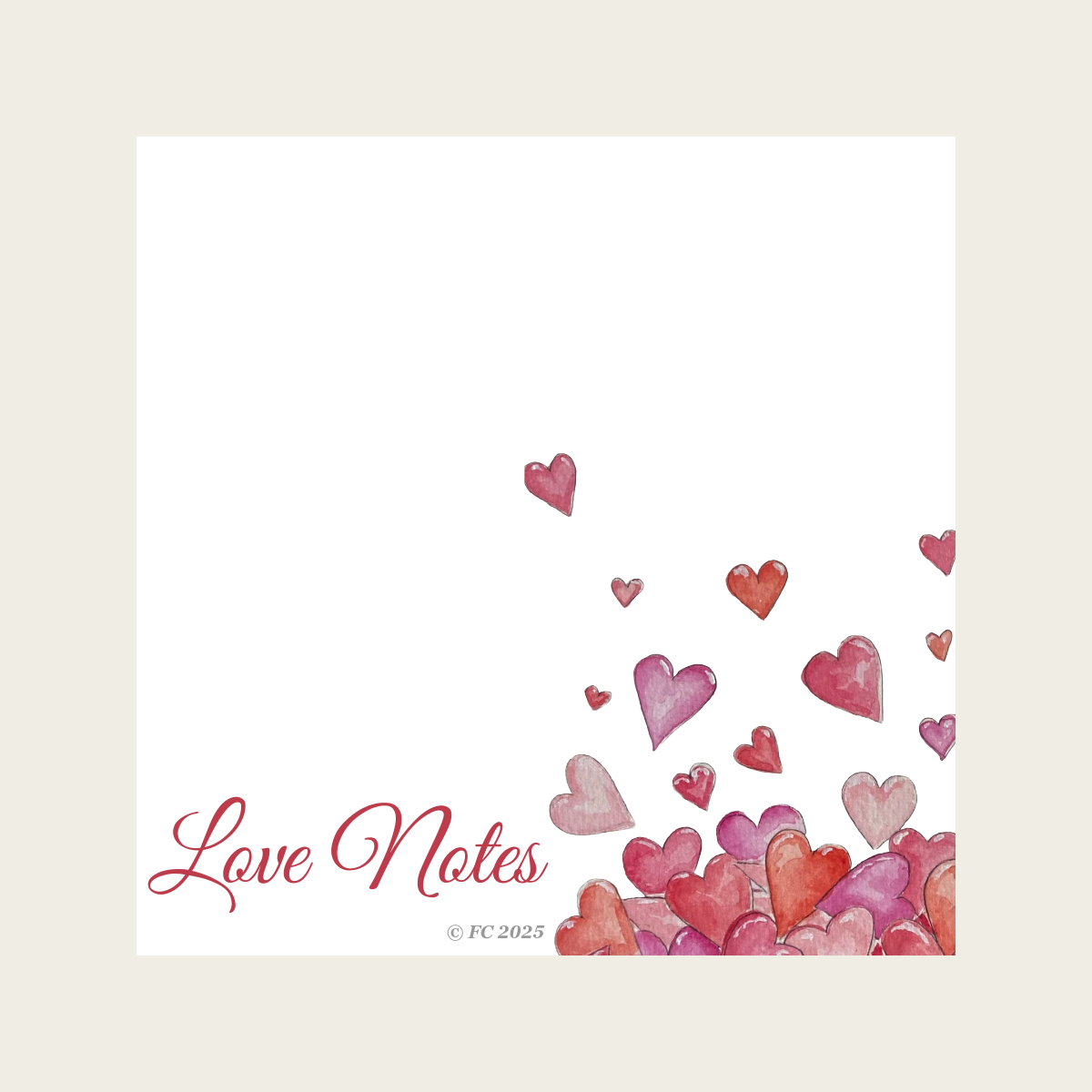 Sticky Notes w/ Hand-Illustrated Heart Collection and "Love Notes" Message | 50 Sheets