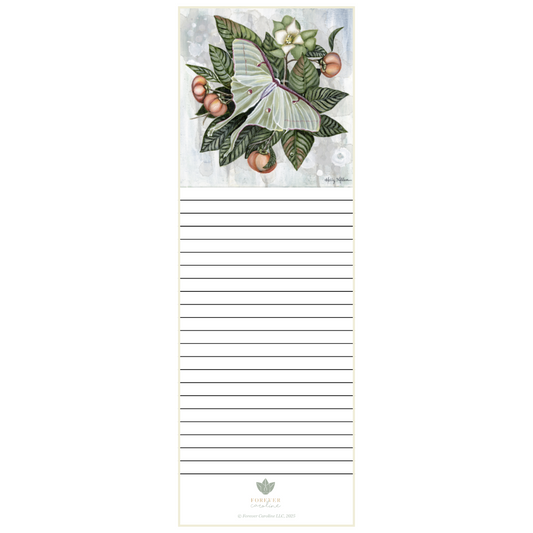 Luna Moth and Persimmon Magnetic Notepad | Botanical Stationery