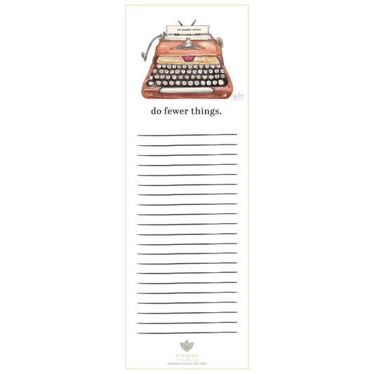 Vintage Pink Typewriter "Do Fewer Things" Magnetic Notepad
