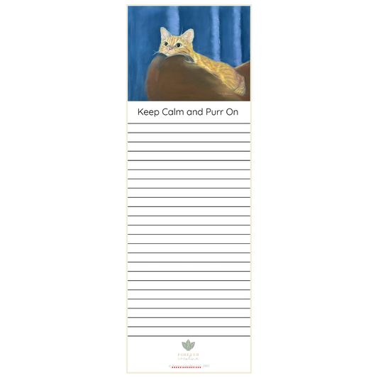 Orange Cat "Keep Calm and Purr On" Magnetic Notepad | Cute Cat Fridge Notepad