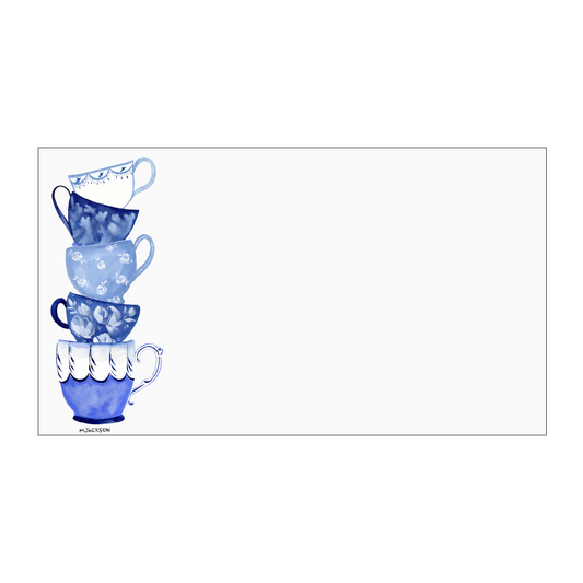Vintage Blue and White Teacups "Love Notes" Pack of 60 Tiny Cards