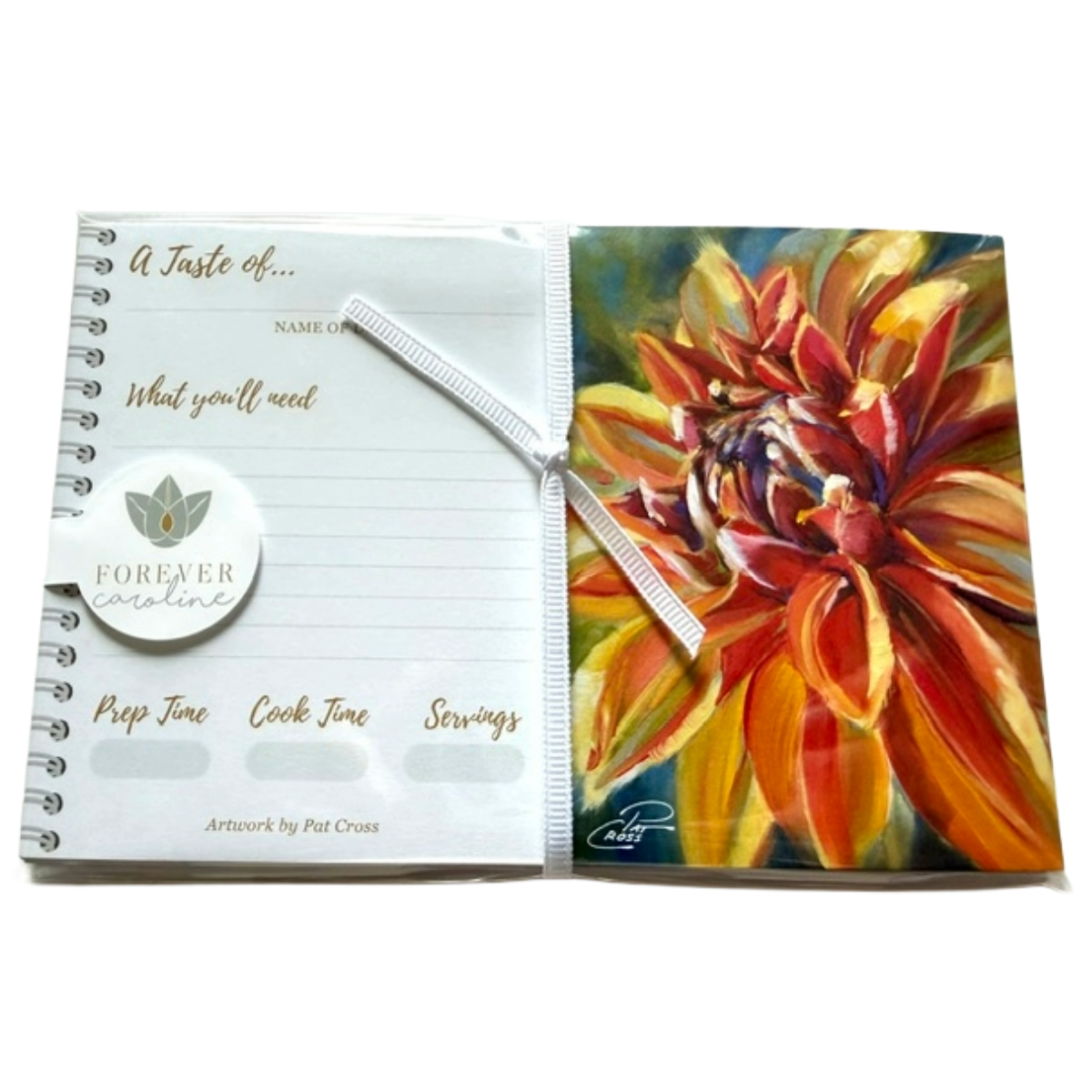 Recipe Cards Gift Set w/ Elegant Orange Dahlia Artwork | 10, 20 or 50 Cards