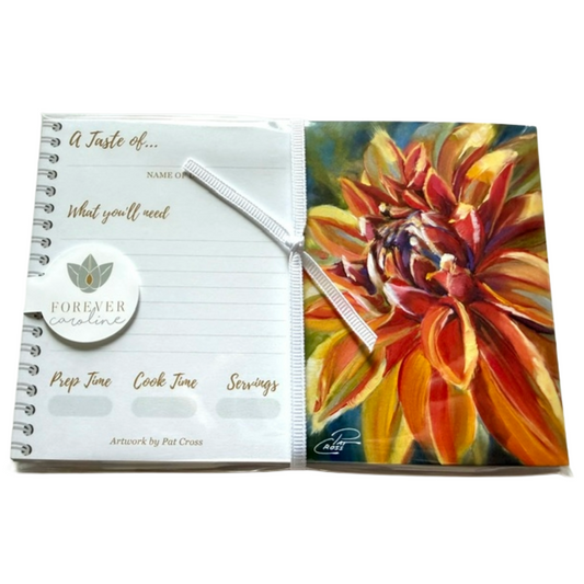 Recipe Cards Gift Set w/ Elegant Orange Dahlia Artwork | 10, 20 or 50 Cards