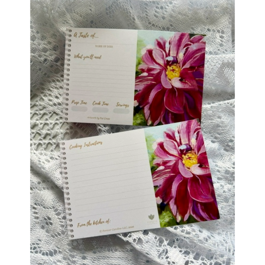 Recipe Cards Gift Set w/ Summer Dahlia Artwork | 10, 20 or 50 Cards