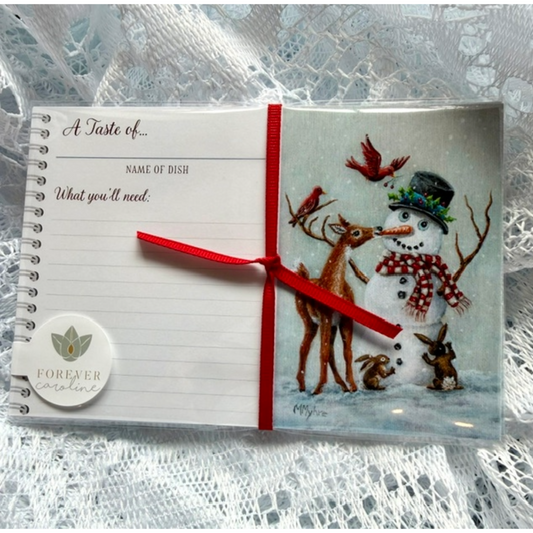 Holiday Recipe Cards Set Featuring Wildlife Building Snowman | 10, 20 or 50 Cards