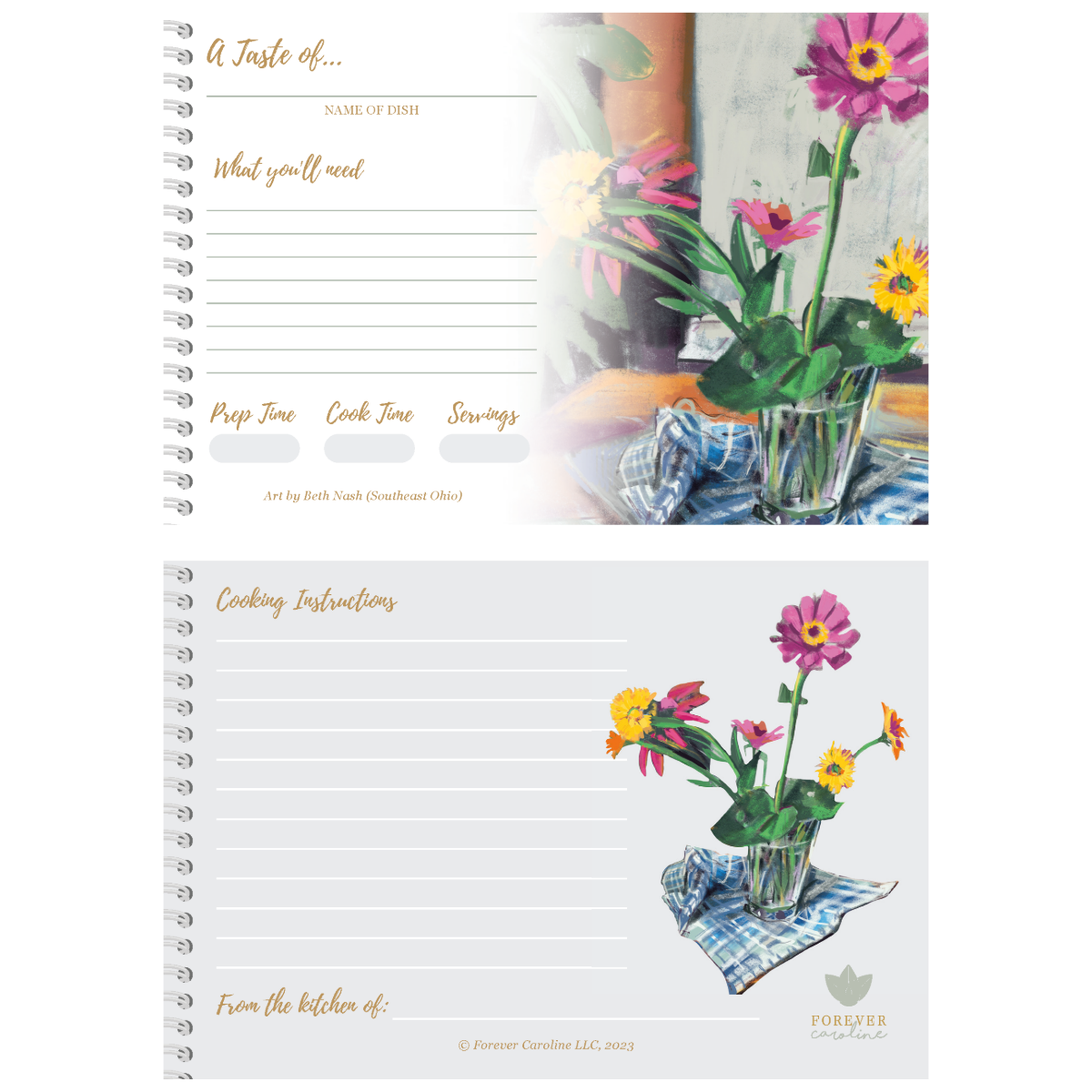 Nash Colorful Flowers Recipe Card Set