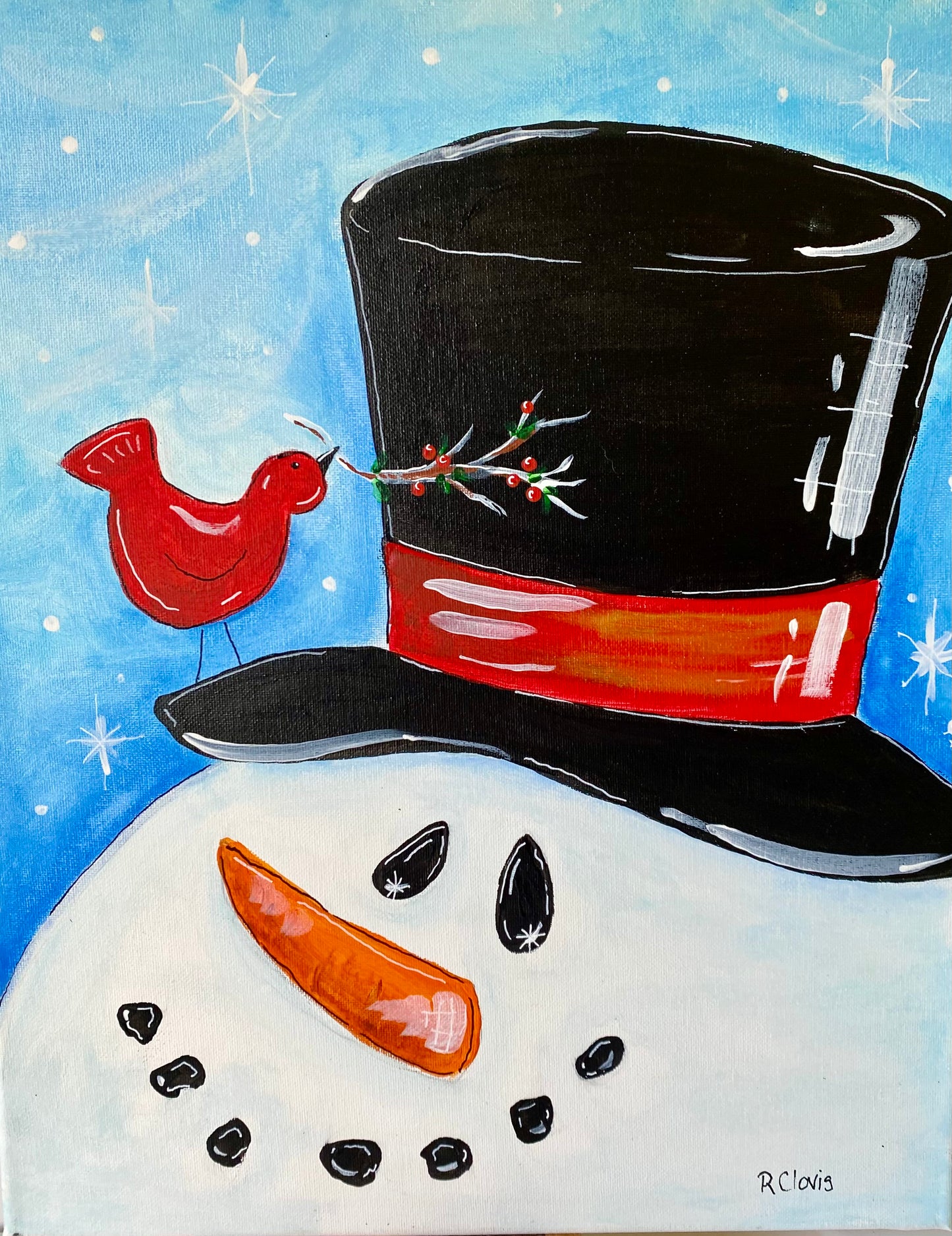 Colorful Snowmen Single Cards or Boxed Card Set (Blank Inside)