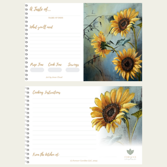 Sunflower Floral Recipe Card Gift Set | 8 Cards