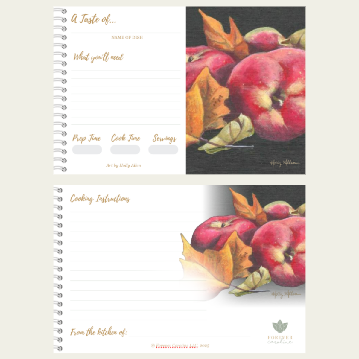 Recipe Cards Gift Set w/ Fall Apple Recipe Card Gift Set | 8 Cards