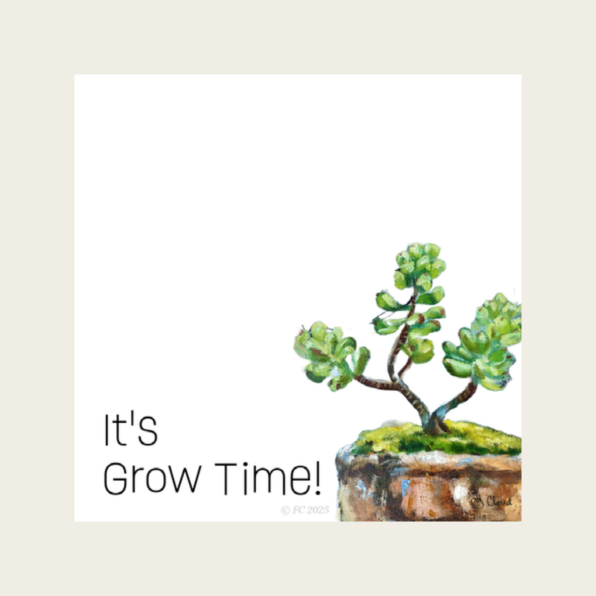 Sticky Notes w/ Succulent Painting and "It's Grow Time" Message | 50 Sheets